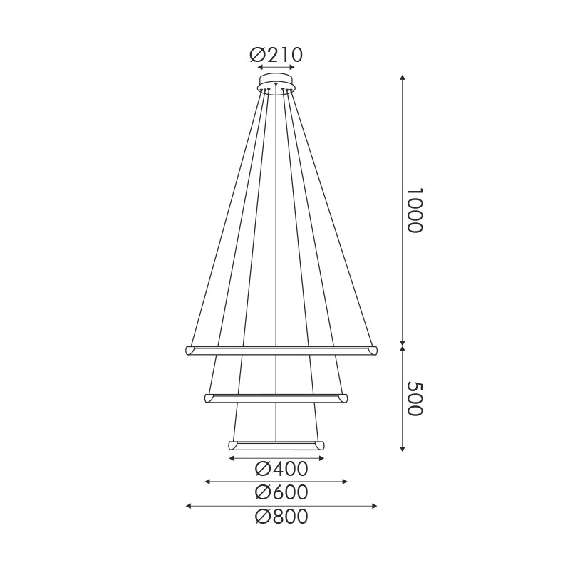 Aca HARMONY-Φωτιστικό Κρεμαστό Χρυσό ΑλουμίνιοΥ Led SMD 60W CCT 4800lm IP20 Φ800X1500mm (HM23LEDP3GDCCT)