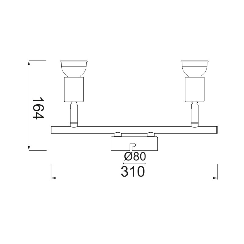 Aca ΣΠΟΤ II Μαύρο ΜΑΤ 2 Χ GU10 TRINITY (MC634BK2)