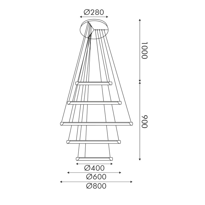 Aca HARMONY-Φωτιστικό Κρεμαστό Μαύρο ΑλουμίνιοΥ Led SMD 80W CCT 6400lm IP20 Φ800X1900mm (HM23LEDP5BKCCT)