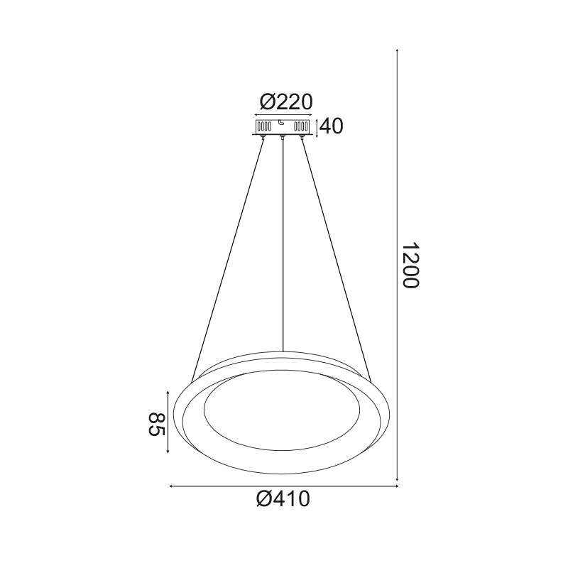 Aca Κρεμαστό Φωτιστικό Led 36W DImmER CCT 3470lm Λευκό Μεταλλικό D41XH120cm DIANA (BR71LEDP41BKCCTD) [ΠΑΡΑΓΩΓΗΣ]