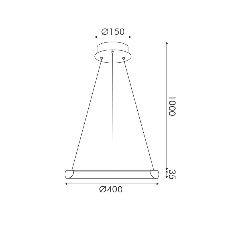 Aca HARMONY-Φωτιστικό Κρεμαστό Χρυσό ΑλουμίνιοΥ Led SMD 24W CCT 1900lm IP20 Φ400X1000mm (HM23LEDP40GDCCT)