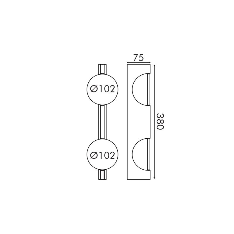 Aca ΔΙΦΩΤΟ Φωτιστικό Επιτοίχιο- Μαύρο ΜΕΤΑΛΛΟ Led 2X 5W 2700K IP20 100x100x380mm (MW2505832BL)