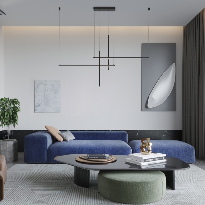 Aca Κρεμαστό Φωτιστικό Led Chiara OKN9600B36 Αμμώδες Μαύρο 36W 3000K 1700lm (OKN9600B36)