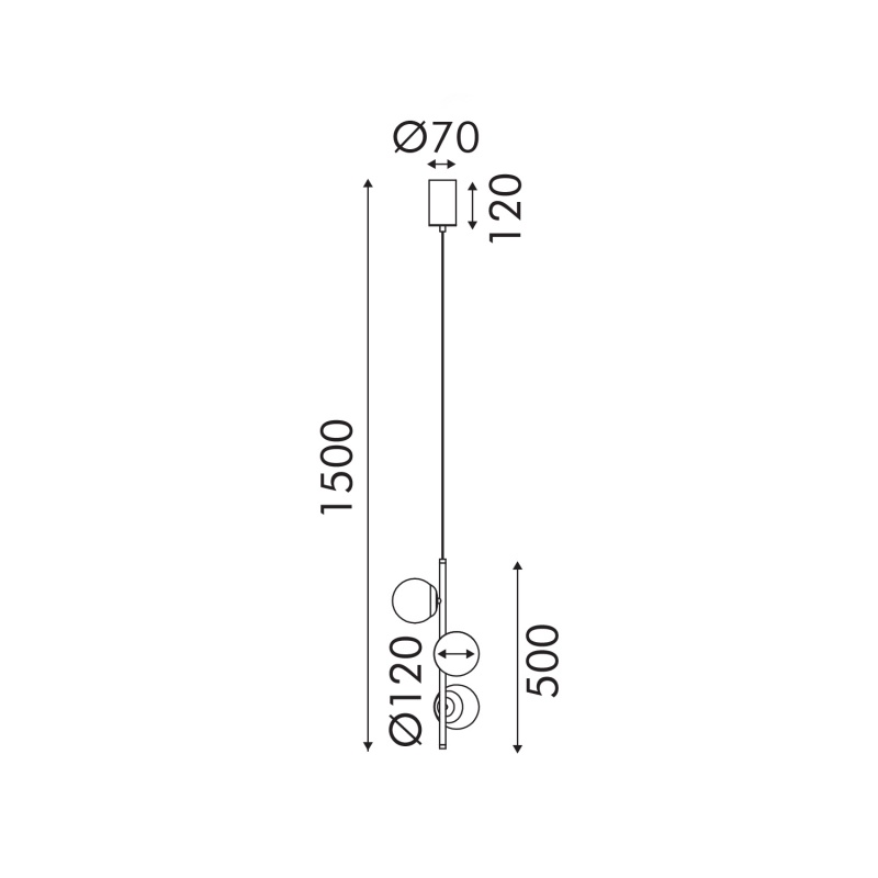 Aca Κρεμαστό Φωτιστικό Led Ball OKN96163BK Αμμώδες Μαύρο 15W 3000K 1650lm (OKN96163BK)