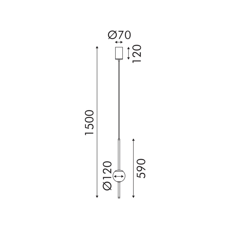 Aca Κρεμαστό Φωτιστικό Led Ball OKN96161BK Αμμώδες Μαύρο 5W 3000K 550lm (OKN96161BK)