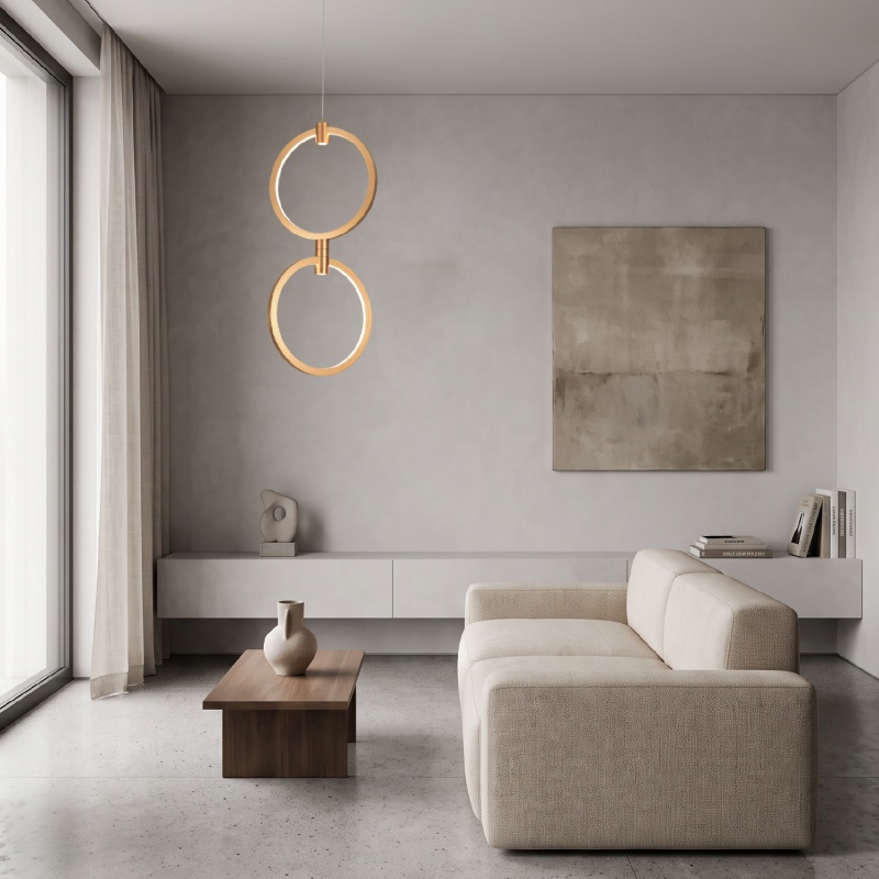 Aca Κρεμαστό Φωτιστικό Led KY011EC29QGD LILO ΜΑΤ Χρυσό Αλουμίνιο + ΣΙΛΙΚΟΝΗ 26W 2800K-3200K-4000K 1050lm IP20 250mmX2 (KY011EC29