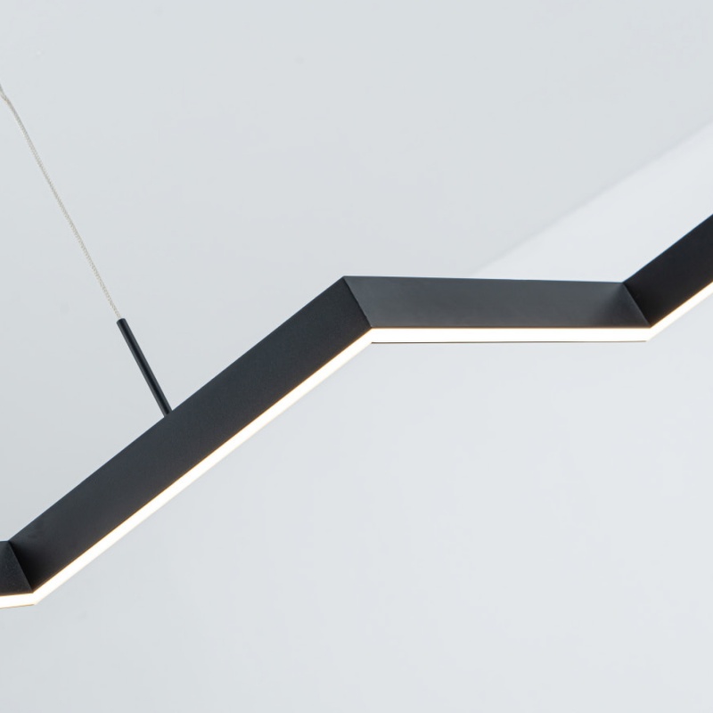 Aca Κρεμαστό Φωτιστικό Led KY011AD25BK ZIGZAG Αμμώδες Μαύρο Αλουμίνιο + ΣΙΛΙΚΟΝΗ 30W 2800K-3200K-4000K 1200lm IP20 1200mm (KY011
