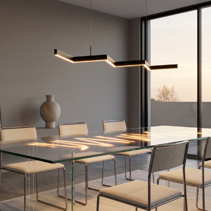 Aca Κρεμαστό Φωτιστικό Led KY011AD25BK ZIGZAG Αμμώδες Μαύρο Αλουμίνιο + ΣΙΛΙΚΟΝΗ 30W 2800K-3200K-4000K 1200lm IP20 1200mm (KY011