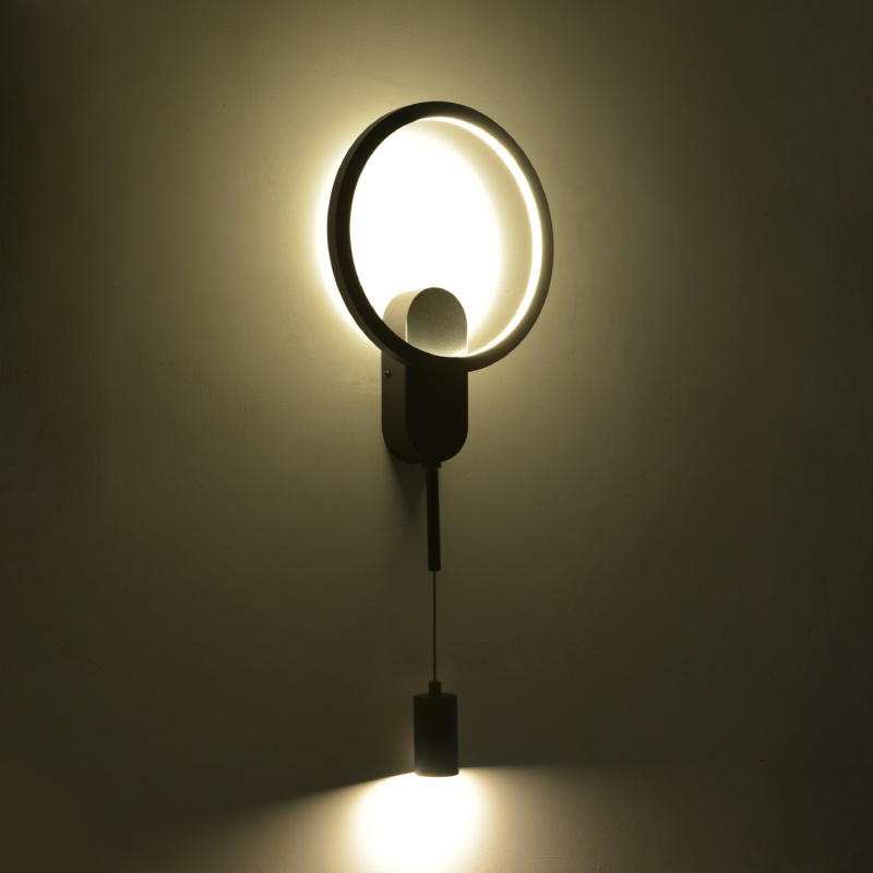 Aca Επιτοίχιο Φωτιστικό Led KY011BFBK LOOP Αμμώδες Μαύρο Αλουμίνιο + ΣΙΛΙΚΟΝΗ 15W 2800K-3200K-4000K 480 lm IP20 250mm (KY011BFBK