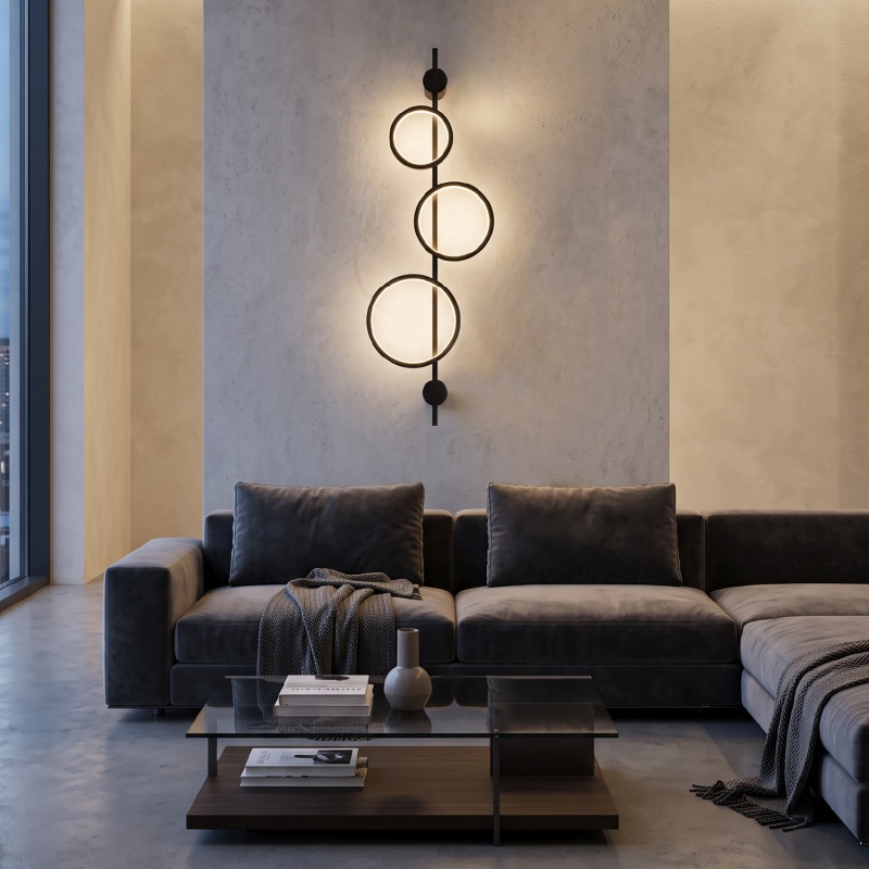 Aca Επιτοίχιο Φωτιστικό Led KY011BFCBK RINGY Αμμώδες Μαύρο Αλουμίνιο + ΣΙΛΙΚΟΝΗ 25W 2800K-3200K-4000K 1200lm IP20 200X250X300mm (KY011BFCBK)