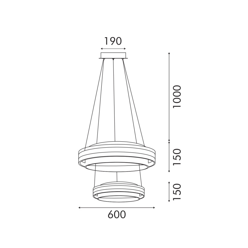 Aca Κρεμαστό Φωτιστικό HM25144R Χρυσό Led 70W 2700K-3000K-4000K IP20 D60+D40XH120cm (HM25144R)