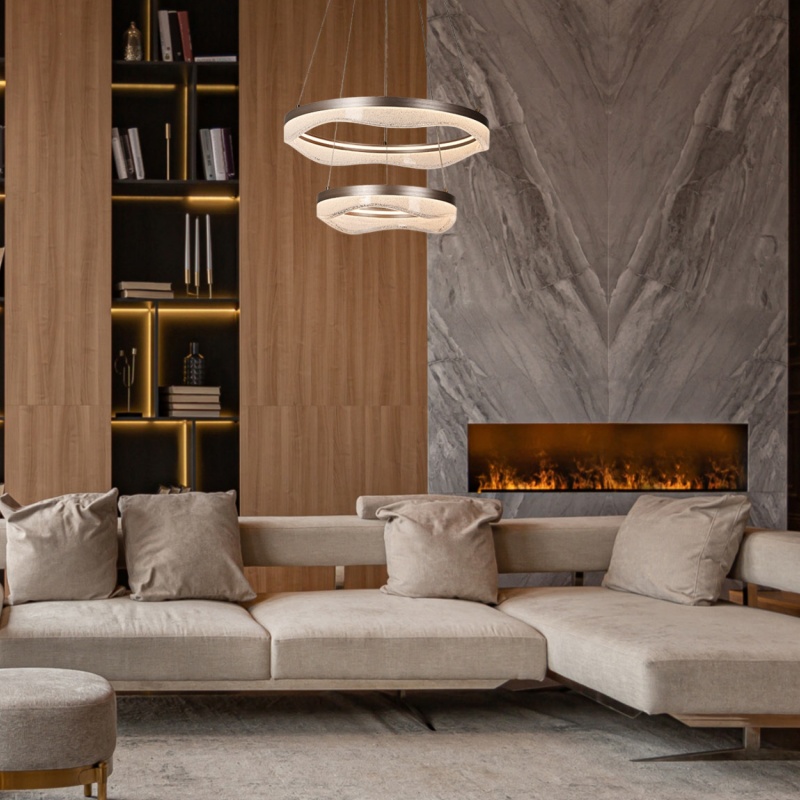 Aca Κρεμαστό Φωτιστικό HM25147R Χρυσό Led 60W 2700K-3000K-4000K IP20 D60+D40XH120cm (HM25147R)
