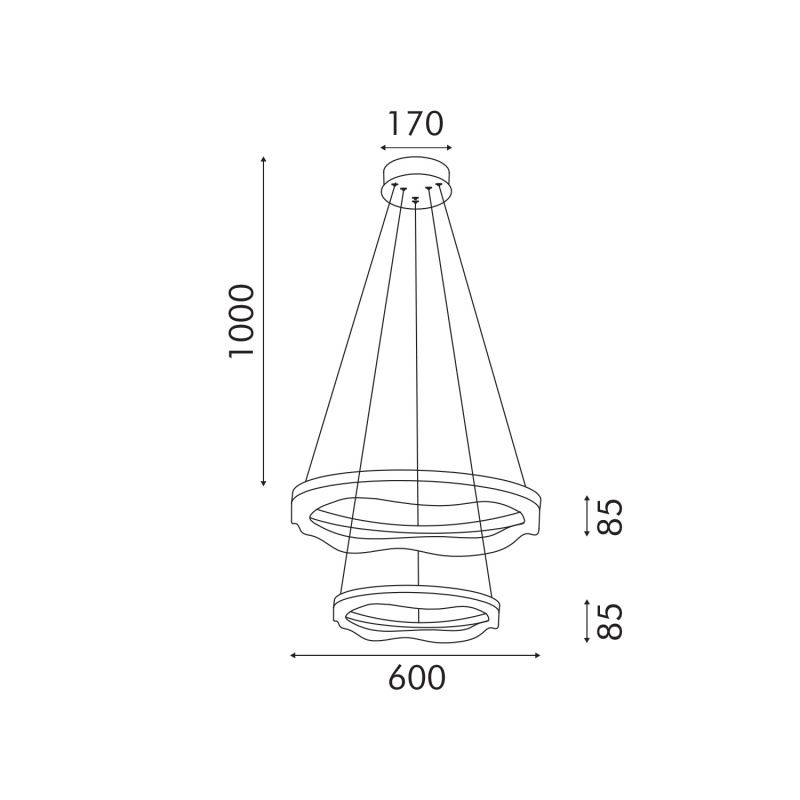Aca Κρεμαστό Φωτιστικό HM25147R Χρυσό Led 60W 2700K-3000K-4000K IP20 D60+D40XH120cm (HM25147R)