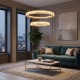 Aca Κρεμαστό Φωτιστικό HM25145R Χρυσό Led 60W 2700K-3000K-4000K IP20 D60+D40XH120cm (HM25145R)