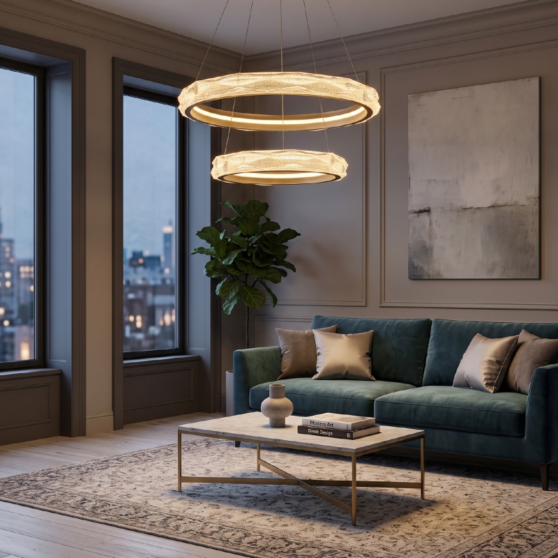 Aca Κρεμαστό Φωτιστικό HM25145R Χρυσό Led 60W 2700K-3000K-4000K IP20 D60+D40XH120cm (HM25145R)
