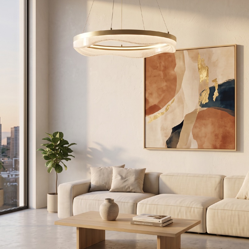 Aca Κρεμαστό Φωτιστικό HM251478 Χρυσό Led 60W 2700K-3000K-4000K IP20 D80XH120cm (HM251478)