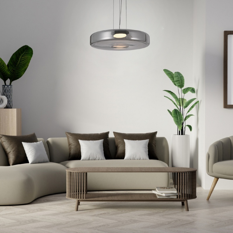 Aca Κρεμαστό Φωτιστικό HM2512645 Μαύρο Led 12W 3000K-4000K-6000K IP20 D45XH120cm (HM2512645)