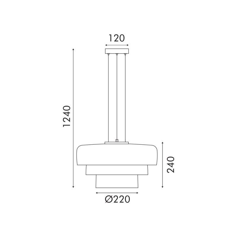 Aca Κρεμαστό Φωτιστικό HM25127SM Μαύρο Φιμέ Γυαλί Led 12W 3000K-4000K-6000K IP20 D42XH120cm (HM25127SM)