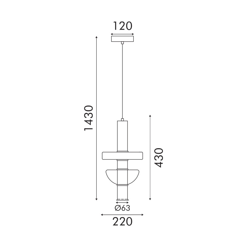 Aca Κρεμαστό Φωτιστικό HM25026GC Χρυσό ΔΙΑΦΑΝΕΣ COB 5W 3000K IP20 D20XH120cm (HM25026GC)