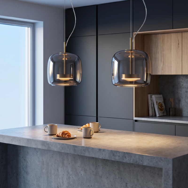 Aca Κρεμαστό Φωτιστικό HM177CL Χρυσό Διάφανο Γυαλί Led 10W 3000K-4000K-6000K IP20 D26XH120cm (HM177CL)