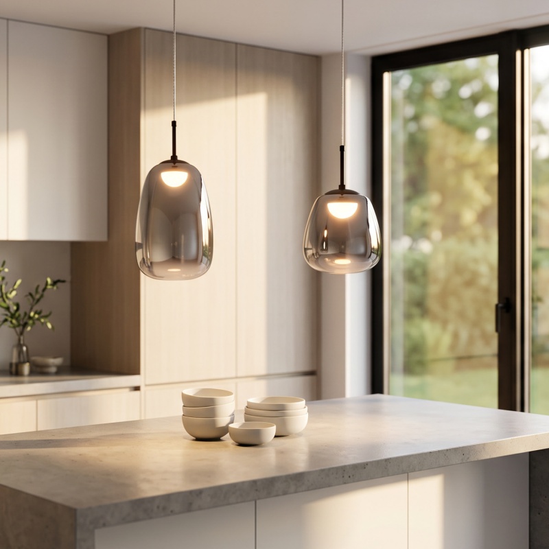 Aca Κρεμαστό Φωτιστικό HM2357B Μαύρο Φιμέ Γυαλί Led 5W 3000K IP20 D19XH120cm (HM2357B)