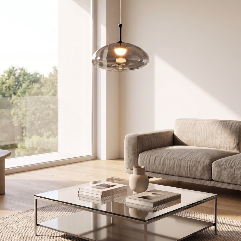Aca Κρεμαστό Φωτιστικό HM2357C Μαύρο Φιμέ Led 5W 3000K IP20 D30XH120cm (HM2357C)