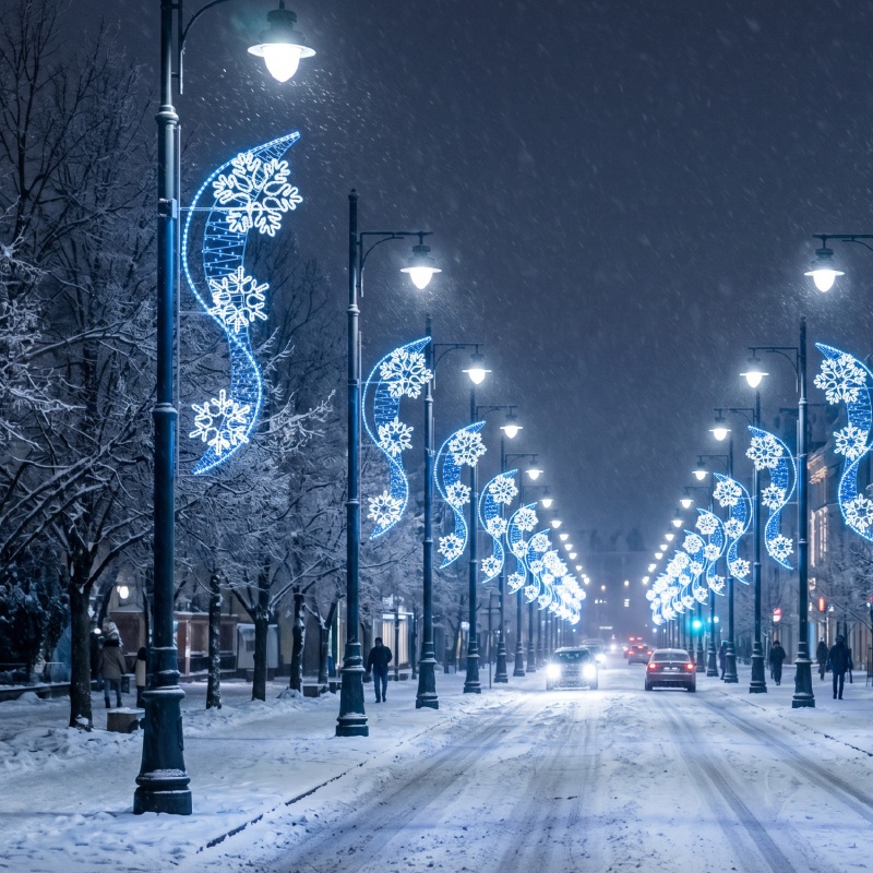 Επίστηλο XMAS Διακοσμητικό Μοτίβο S με Νιφάδες 100LED Λευκό & Μπλε Σταθερό 13m Μονοκάναλος Φωτοσωλήνας 1,5m Καλώδιο IP65 1850x630x50mm (XPOLESNOFLAKE3)