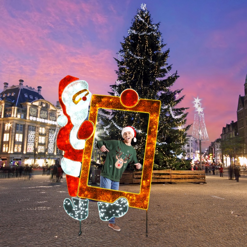 LED SANTA HOLDING PHOTO FRAME FLOOR MOTIF 1500 WW, WHITE&RED STEADY LED 48m ROPE LIGHTS 1,5m CABLE IP65 2770x2000x50mm (XSANTAFRAME)