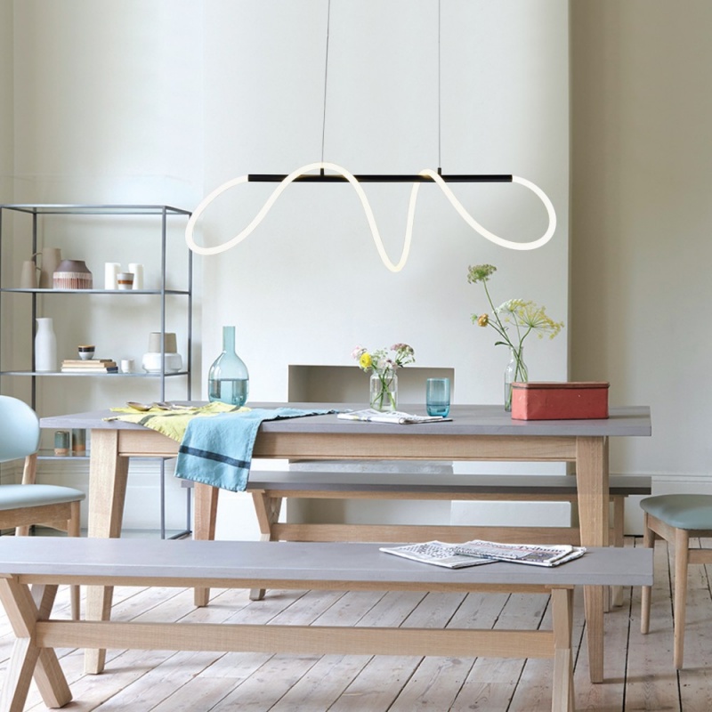 InLight Κρεμαστό φωτιστικό LED 60W 3000K από μαύρο μέταλλο και σωλήνα σιλικόνης D:110cm (6018)