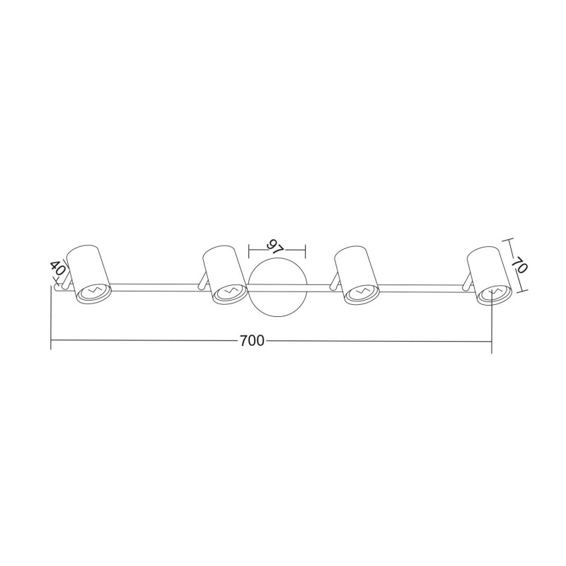 Aca Spot Οροφής 4 Φώτων Μαύρο (SUH1894TB)