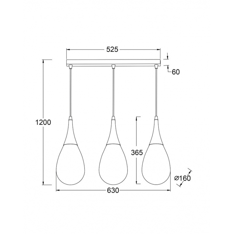 Aca Τρίφωτο Κρεμαστό Φωτιστικό Ράγα Χάλκινο (OD53423SCP)