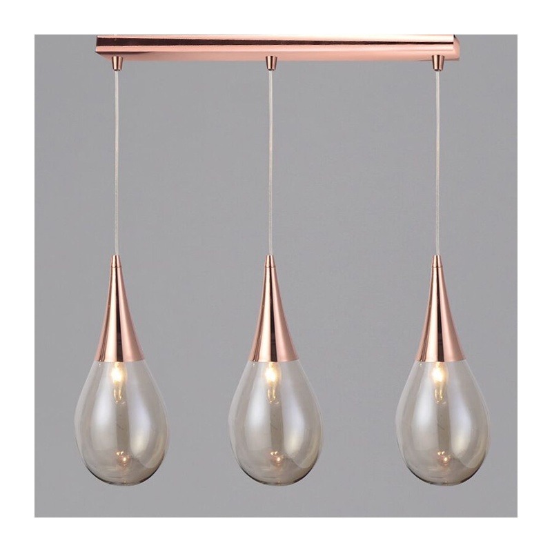 Aca Τρίφωτο Κρεμαστό Φωτιστικό Ράγα Χάλκινο (OD53423SCP)