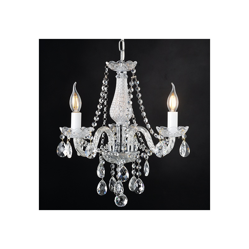 Aca Τρίφωτο Κρεμαστό Φωτιστικό Διάφανο - Χρώμιο (BLK80413PCC)