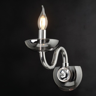 Aca Μονόφωτο Επιτοίχιο Φωτιστικό Φιμέ - Χρώμιο (BLK82181WSGC)