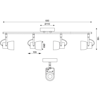 Aca Τετράφωτο Φωτιστικό Οροφής - Τοίχου Γκρι (MC171154)