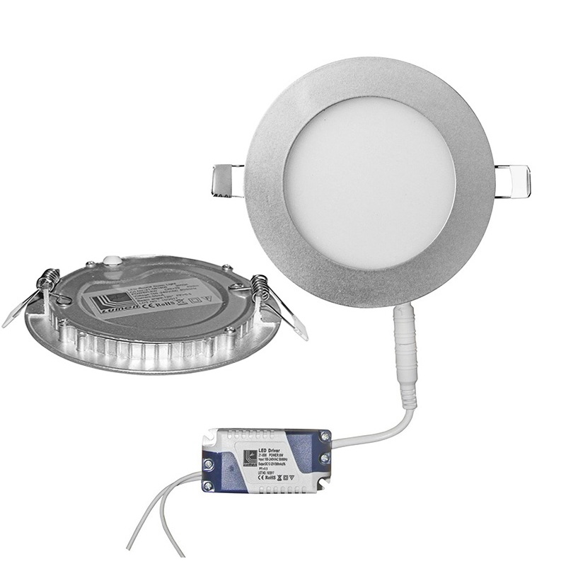 Led SMD slim panel Ø12 6W 120° 3000K Ασημί (21-061600)