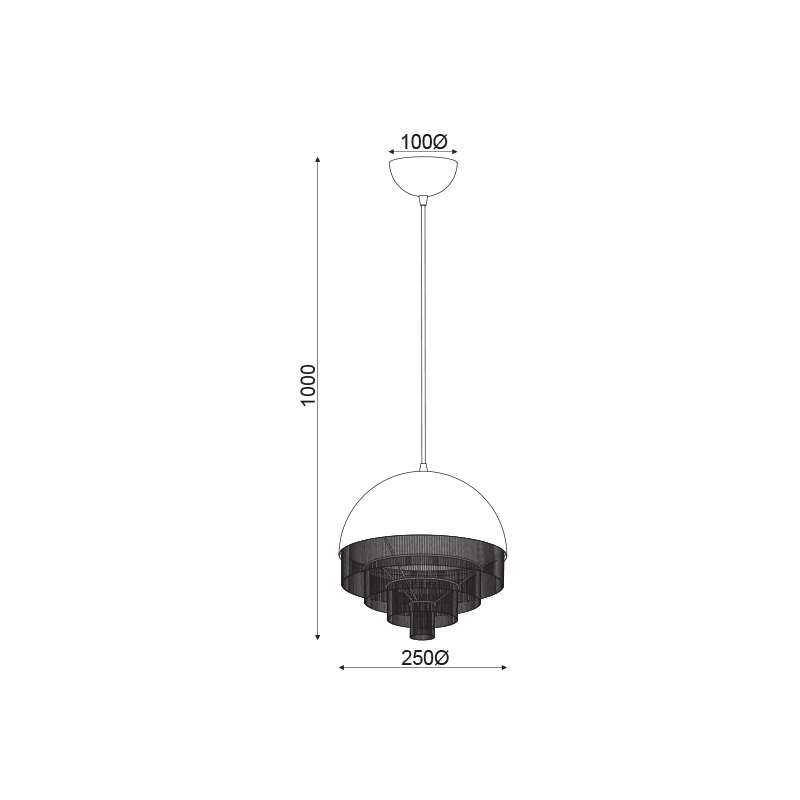 Aca Μονόφωτο Κρεμαστό Φωτιστικό Μαύρο Ø25 (DCR1711725P)
