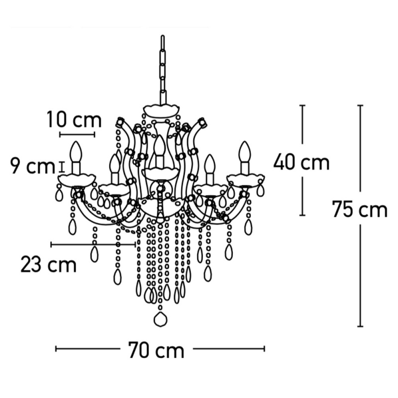 InLight Εξάφωτο Κρεμαστό Φωτιστικό Οξυντέ (5244-6)