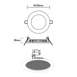 LED SMD panel PLATO 6W 120° 3000K (PLATO630RW)