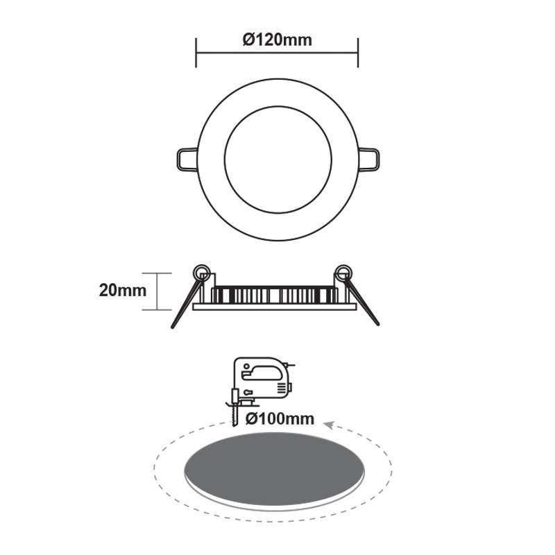 LED SMD panel PLATO 6W 120° 3000K (PLATO630RW)
